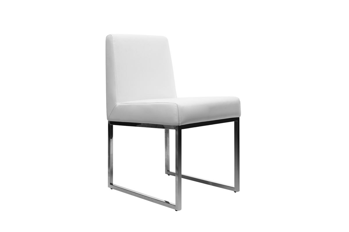 Set di 2 sedie design poliuretano bianco e acciaio cromato JUNIA