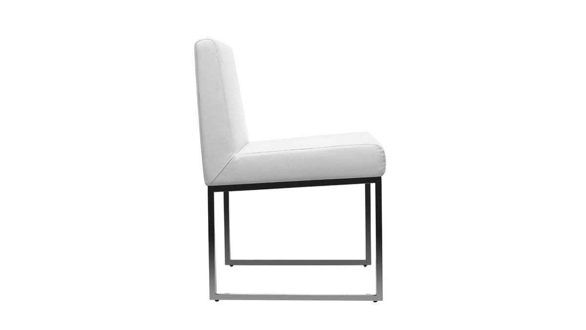 Set di 2 sedie design poliuretano bianco e acciaio cromato JUNIA