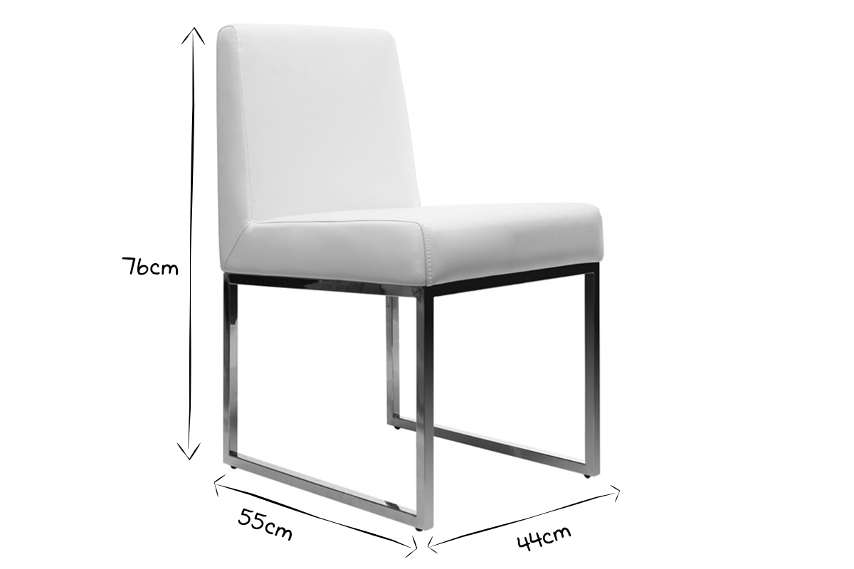 Set di 2 sedie design poliuretano bianco e acciaio cromato JUNIA