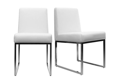Set di 2 sedie design poliuretano bianco e acciaio cromato JUNIA
