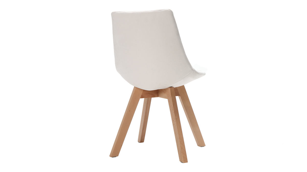 Set di 2 sedie design scandinave legno e tessuto bianco antico MATILDE