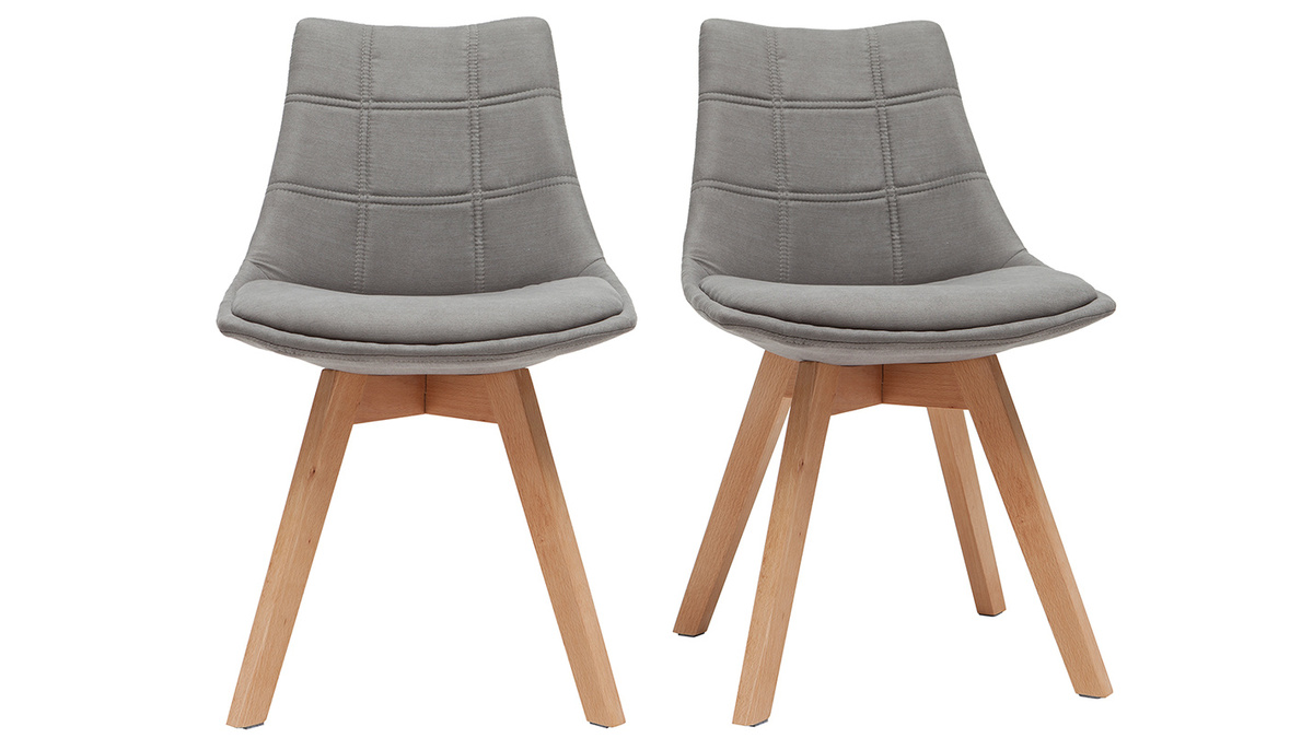 Set di 2 sedie design scandinave legno e tessuto grigio scuro MATILDE