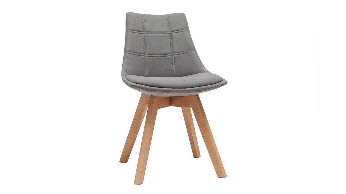 Set di 2 sedie design scandinave legno e tessuto grigio scuro MATILDE