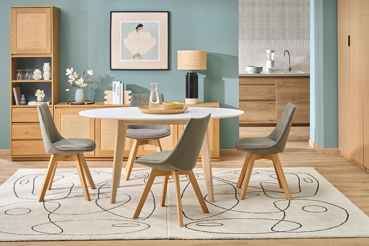 Set di 2 sedie design scandinave legno e tessuto grigio scuro MATILDE