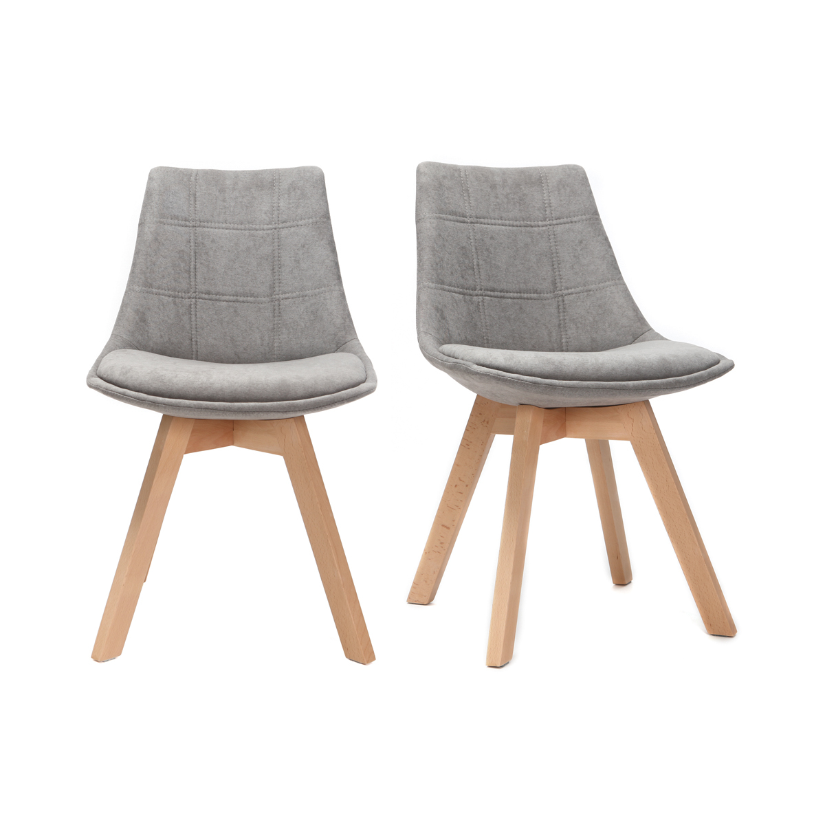Set di 2 sedie design scandinave legno e tessuto grigio scuro MATILDE