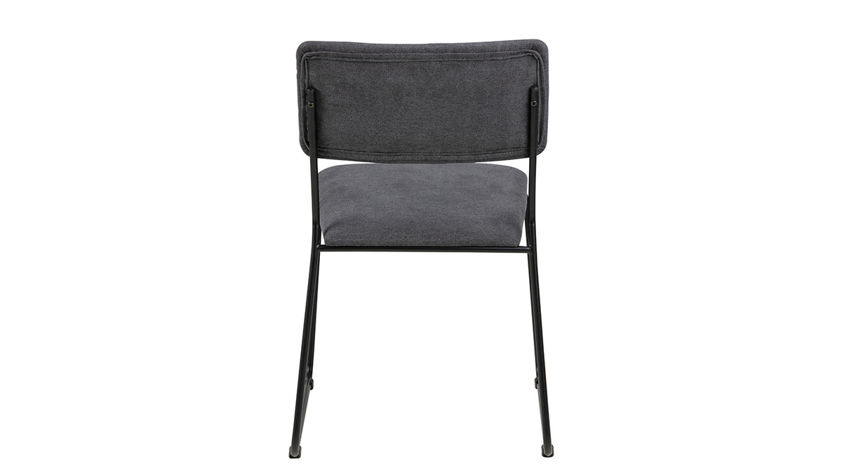 Set di 2 sedie design tessuto e metallo nero grigio antracite FLORE