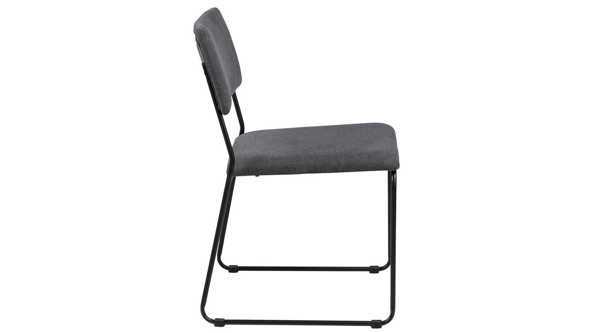 Set di 2 sedie design tessuto e metallo nero grigio antracite FLORE