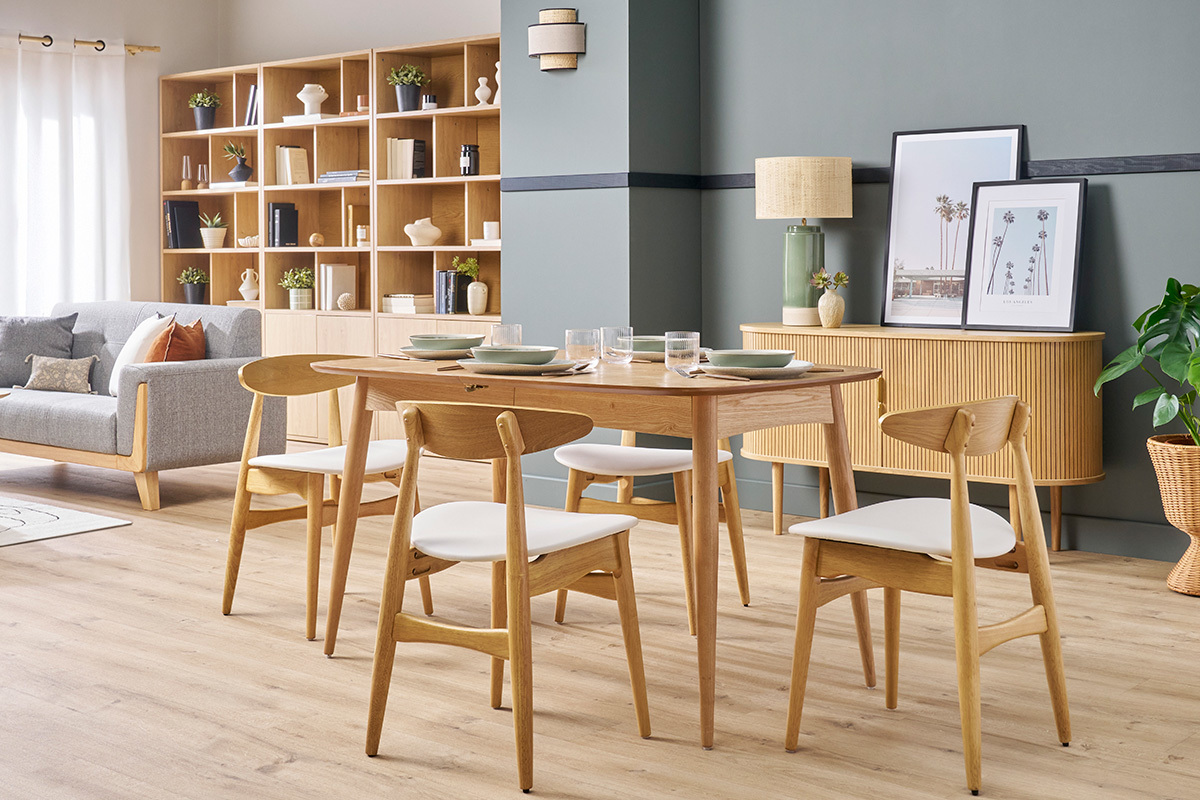 Set di 2 sedie in legno chiaro e bianco WALFORD
