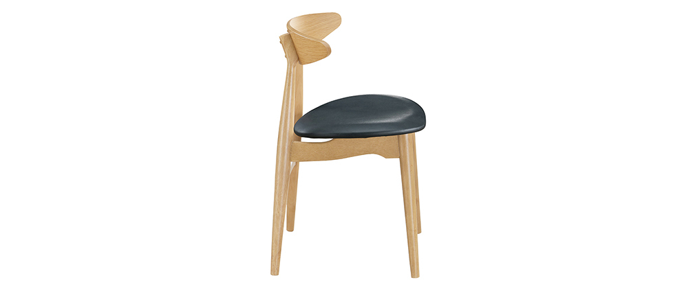 Set di 2 sedie in legno chiaro e PU nero design scandinavo giapponese WALFORD