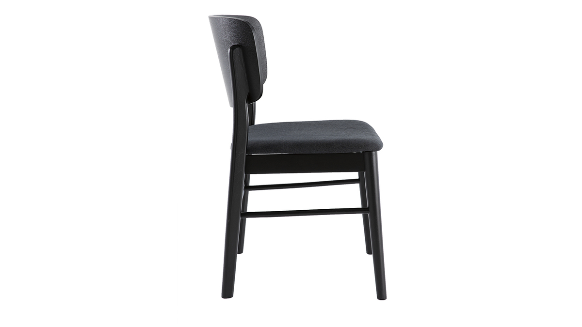 Set di 2 sedie in legno nero e tessuto grigio scuro SHELDON