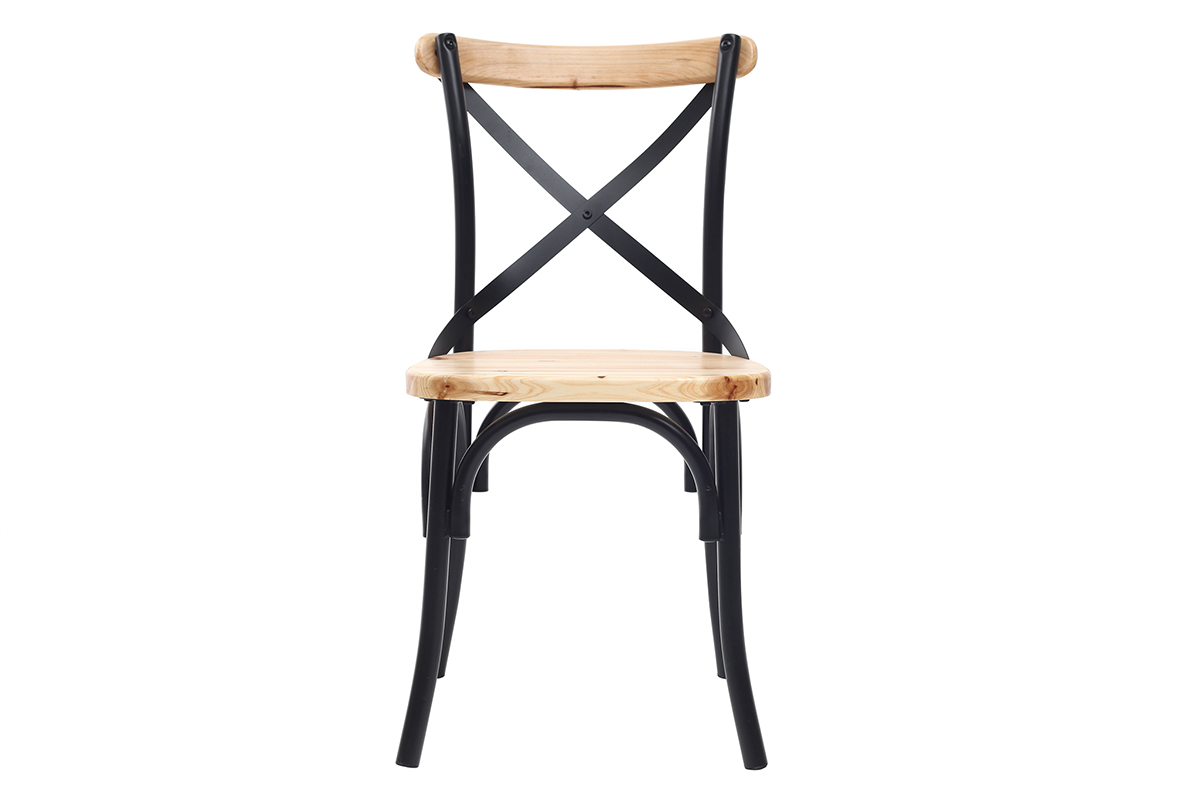 Set di 2 sedie industriali in metallo nero e legno JAKE