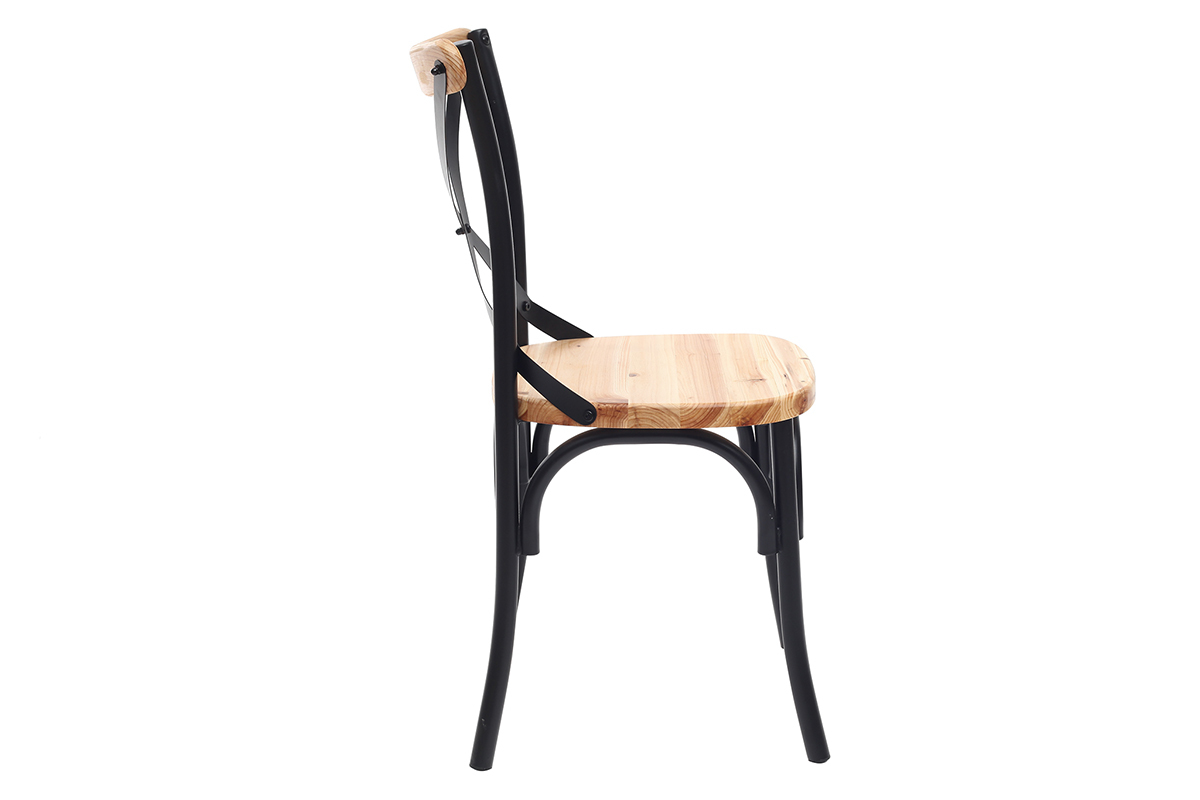 Set di 2 sedie industriali in metallo nero e legno JAKE