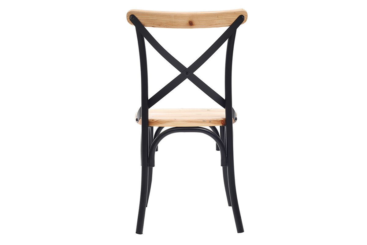 Set di 2 sedie industriali in metallo nero e legno JAKE