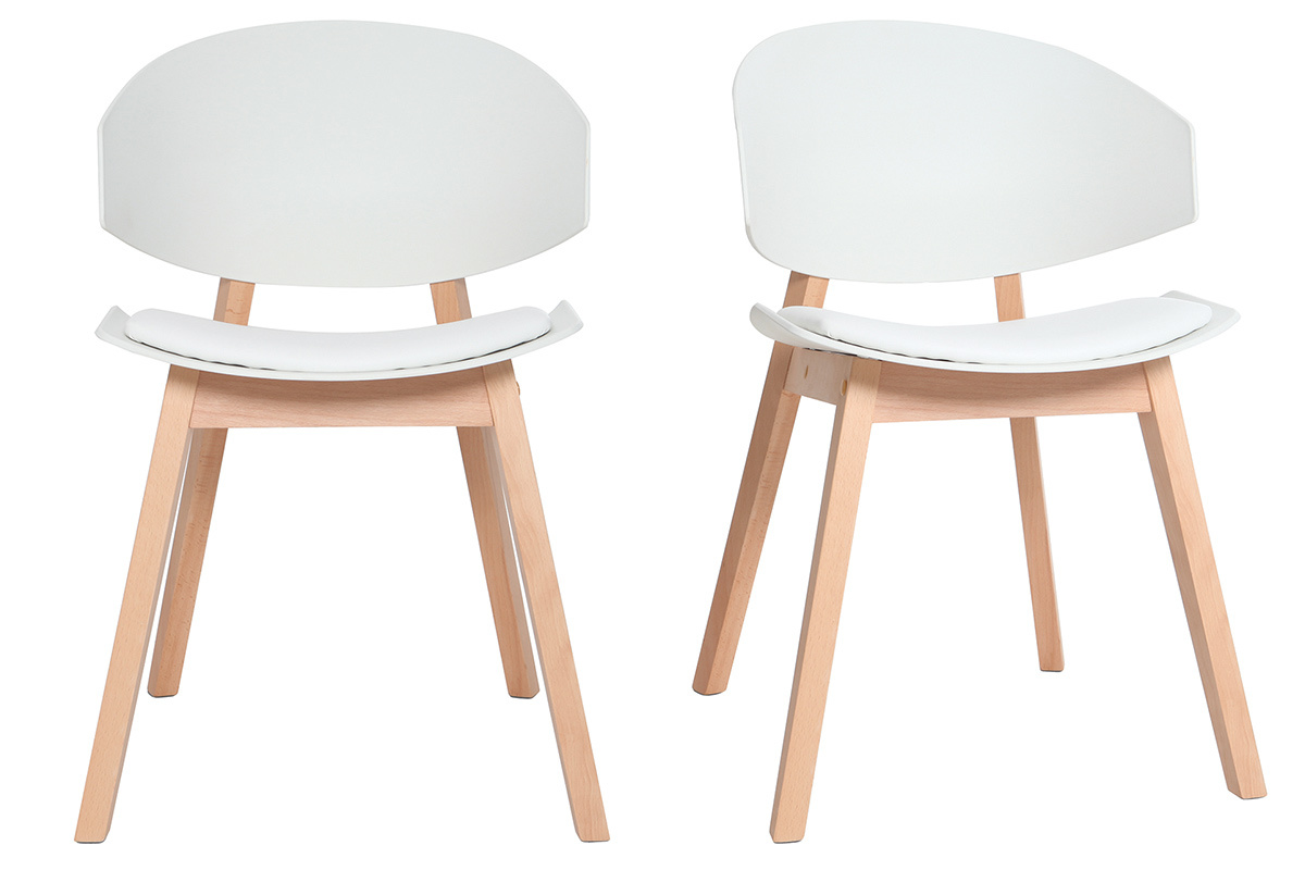 Set di 2 sedie scandinave bianche e legno chiaro BLOEM