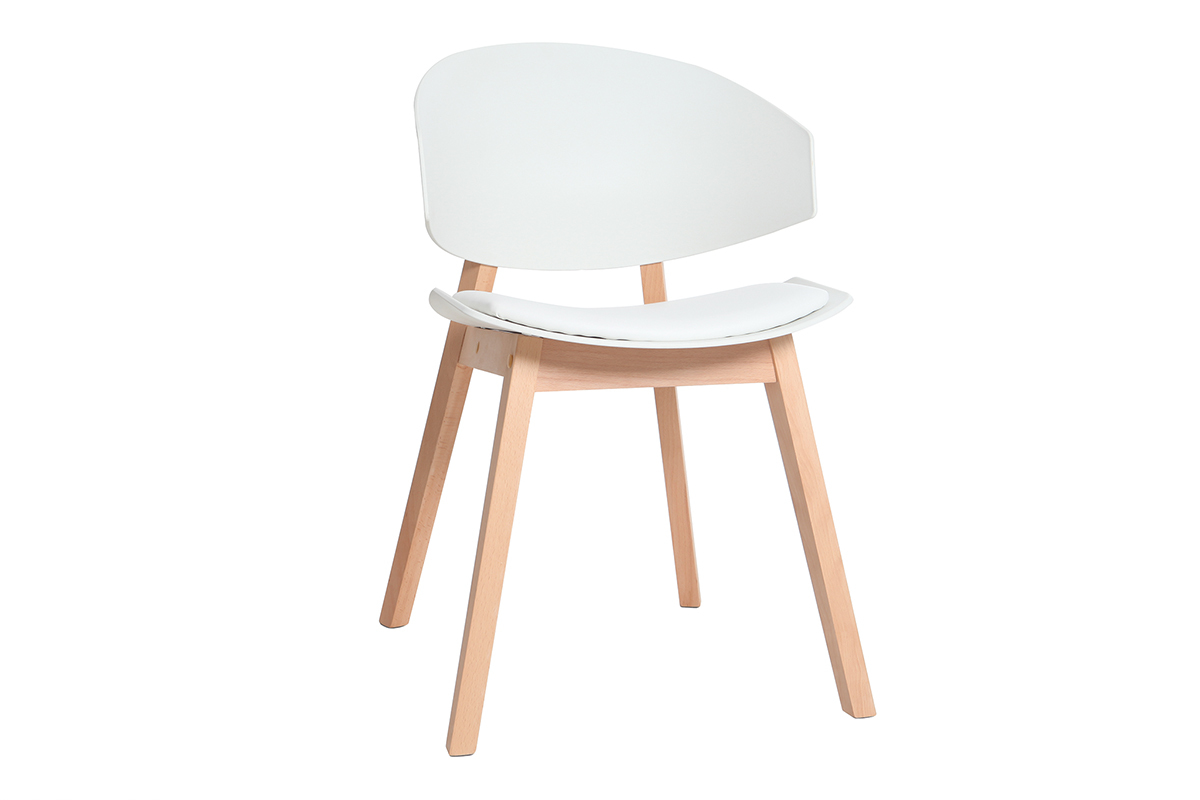 Set di 2 sedie scandinave bianche e legno chiaro BLOEM