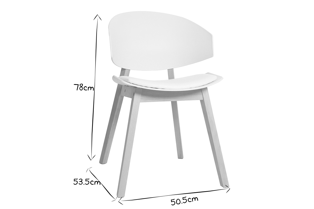 Set di 2 sedie scandinave bianche e legno chiaro BLOEM