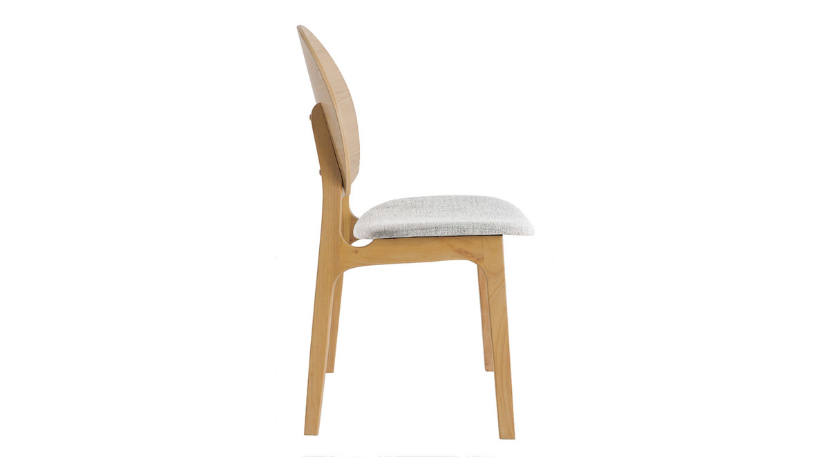 Set di 2 sedie scandinave in legno chiaro e tessuto grigio ELTON