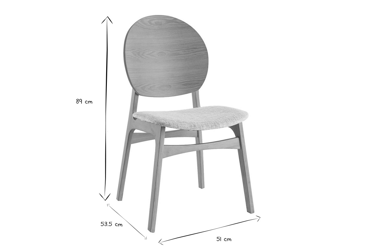 Set di 2 sedie scandinave in legno chiaro e tessuto grigio ELTON