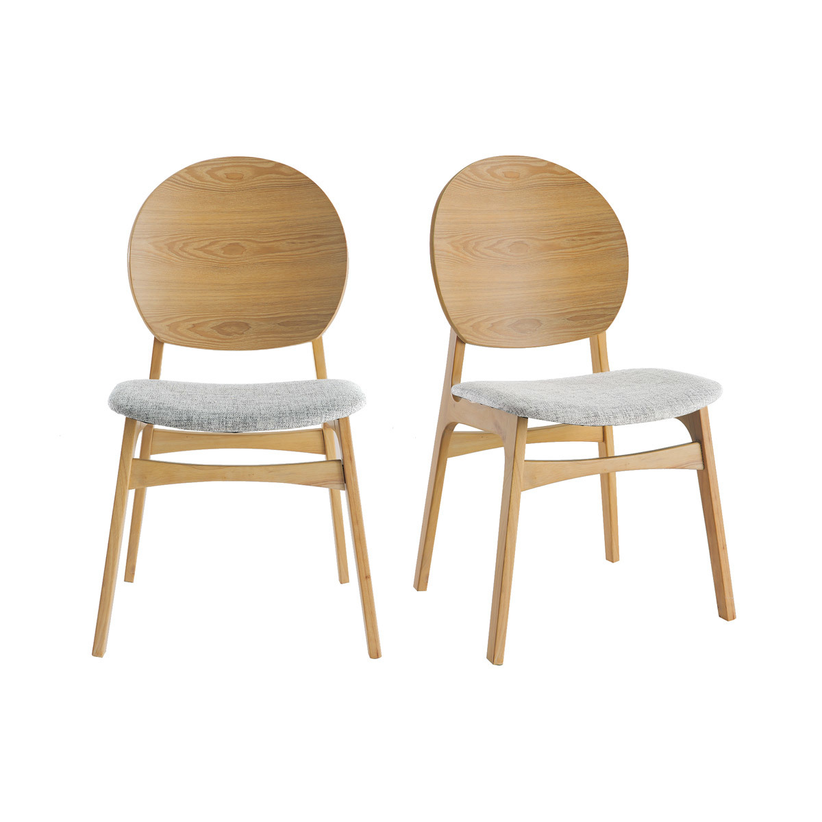 Set di 2 sedie scandinave in legno chiaro e tessuto grigio ELTON