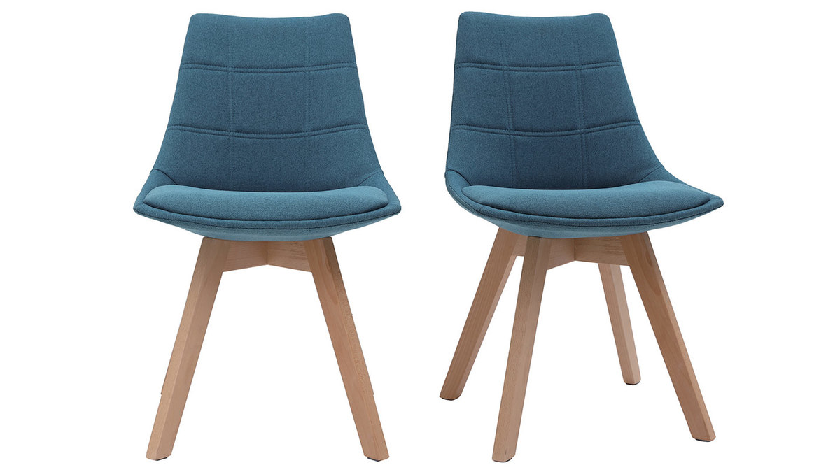 Set di 2 sedie scandinave in tessuto blu anatra MATILDE