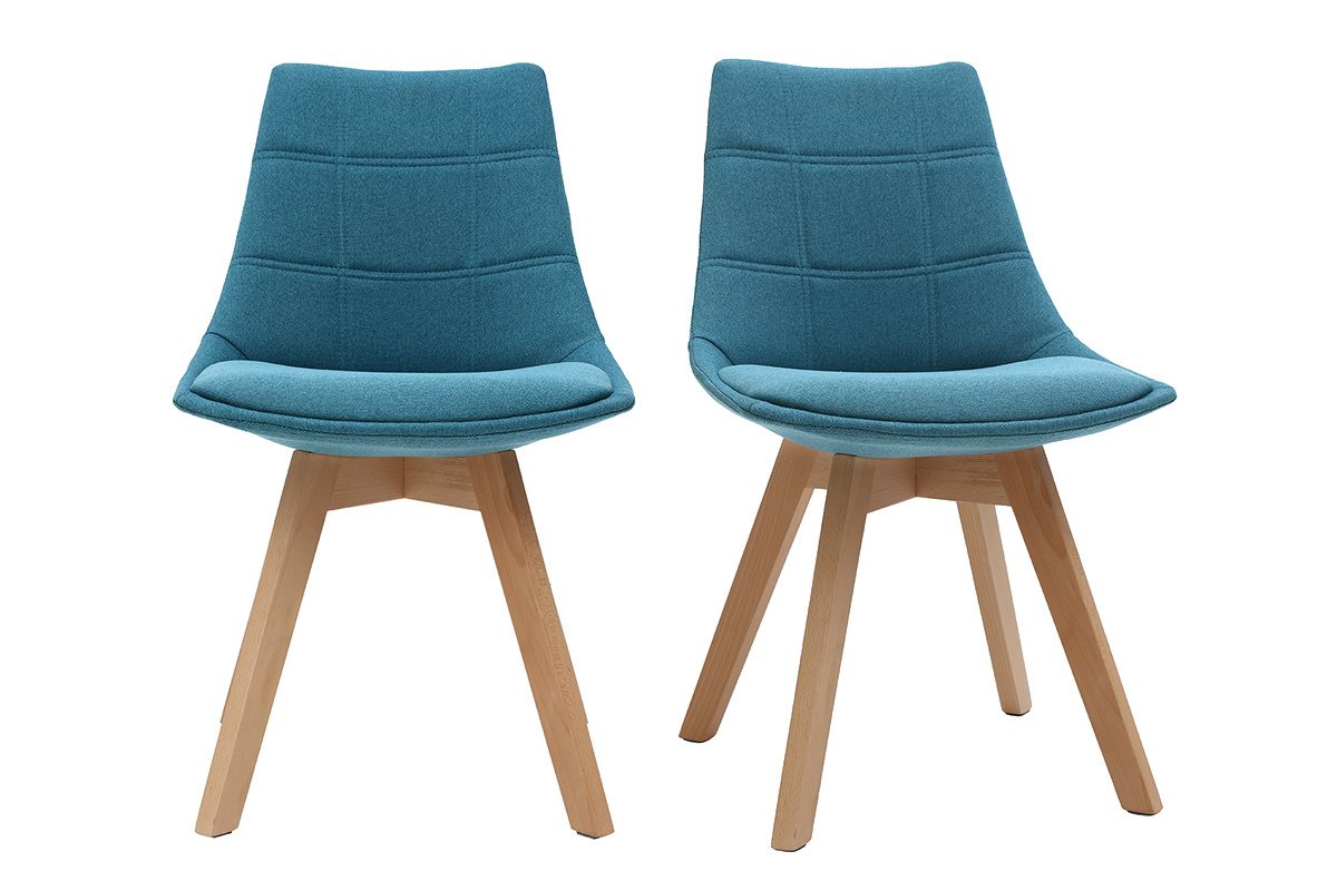 Set di 2 sedie scandinave in tessuto blu anatra MATILDE