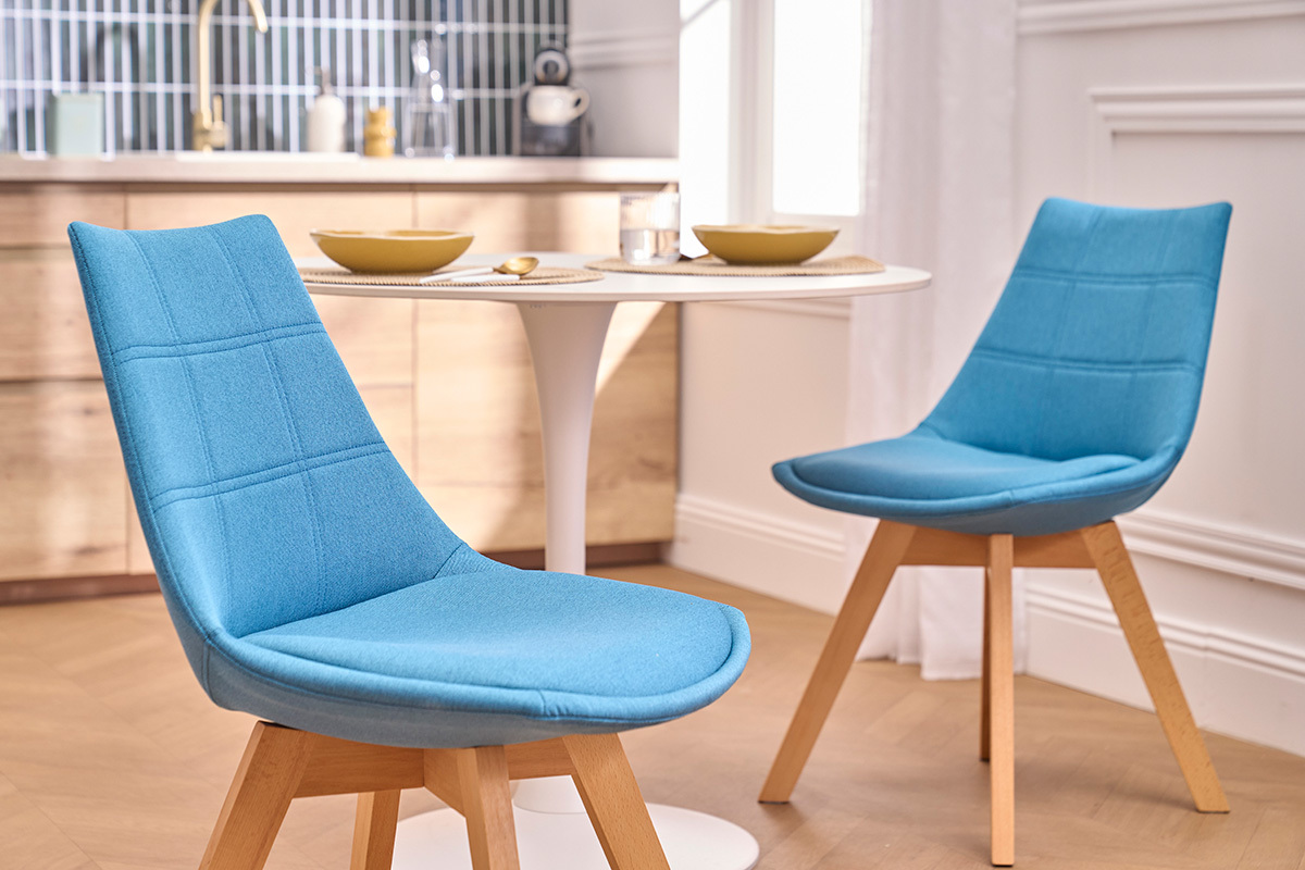 Set di 2 sedie scandinave in tessuto blu anatra MATILDE