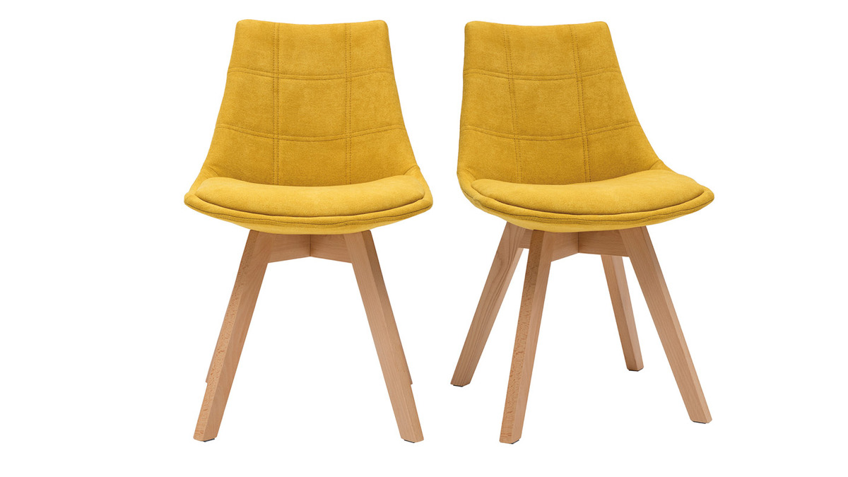 Set di 2 sedie scandinave in tessuto giallo MATILDE
