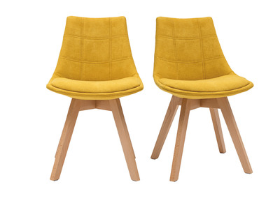 Set di 2 sedie scandinave in tessuto giallo MATILDE