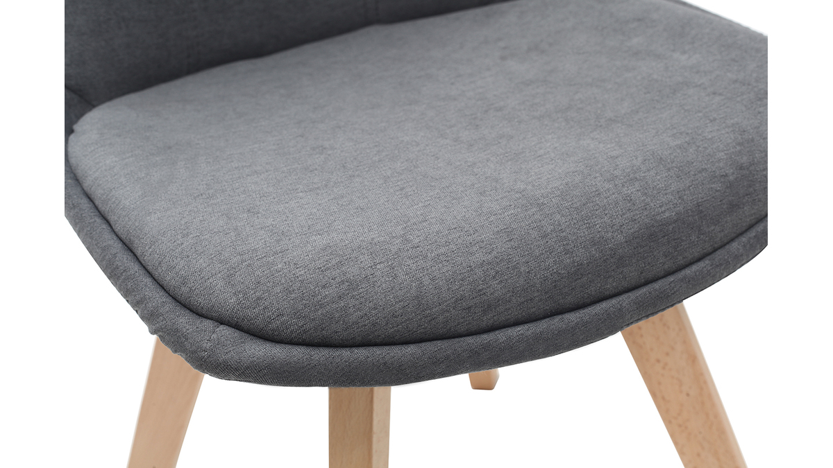 Set di 2 sedie scandinave in tessuto grigio scuro e legno MATILDE