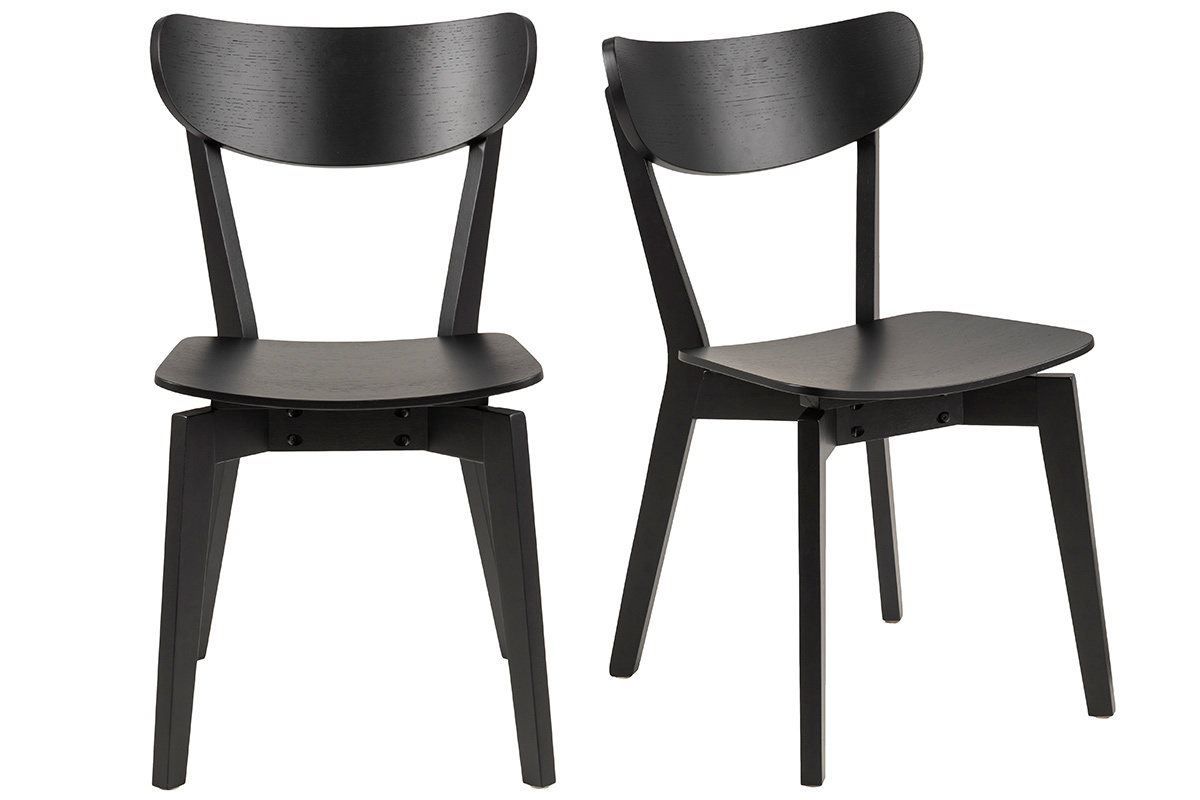 Set di 2 sedie scandinave legno nero BAKI