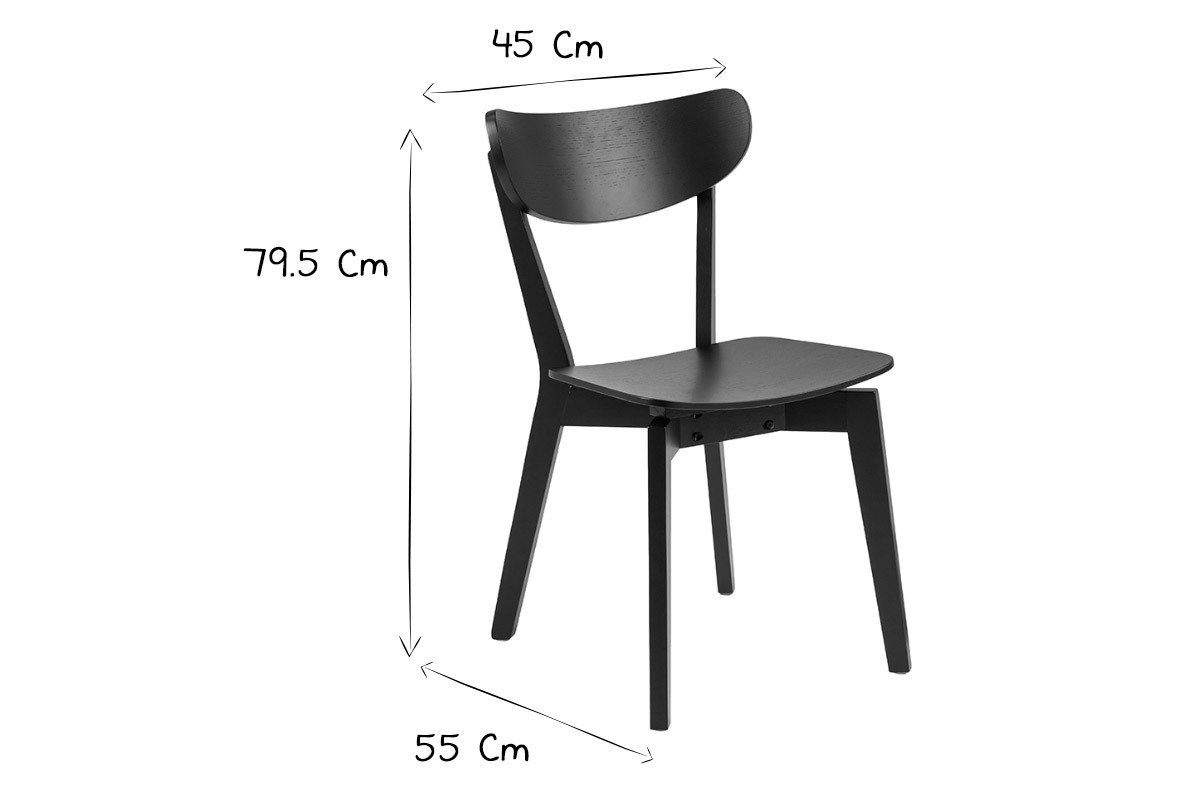 Set di 2 sedie scandinave legno nero BAKI