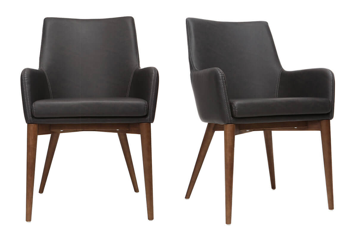 Set di 2 sedie vintage PU nero e legno SHANA
