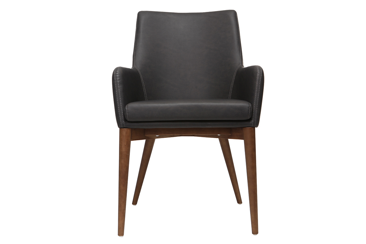 Set di 2 sedie vintage PU nero e legno SHANA