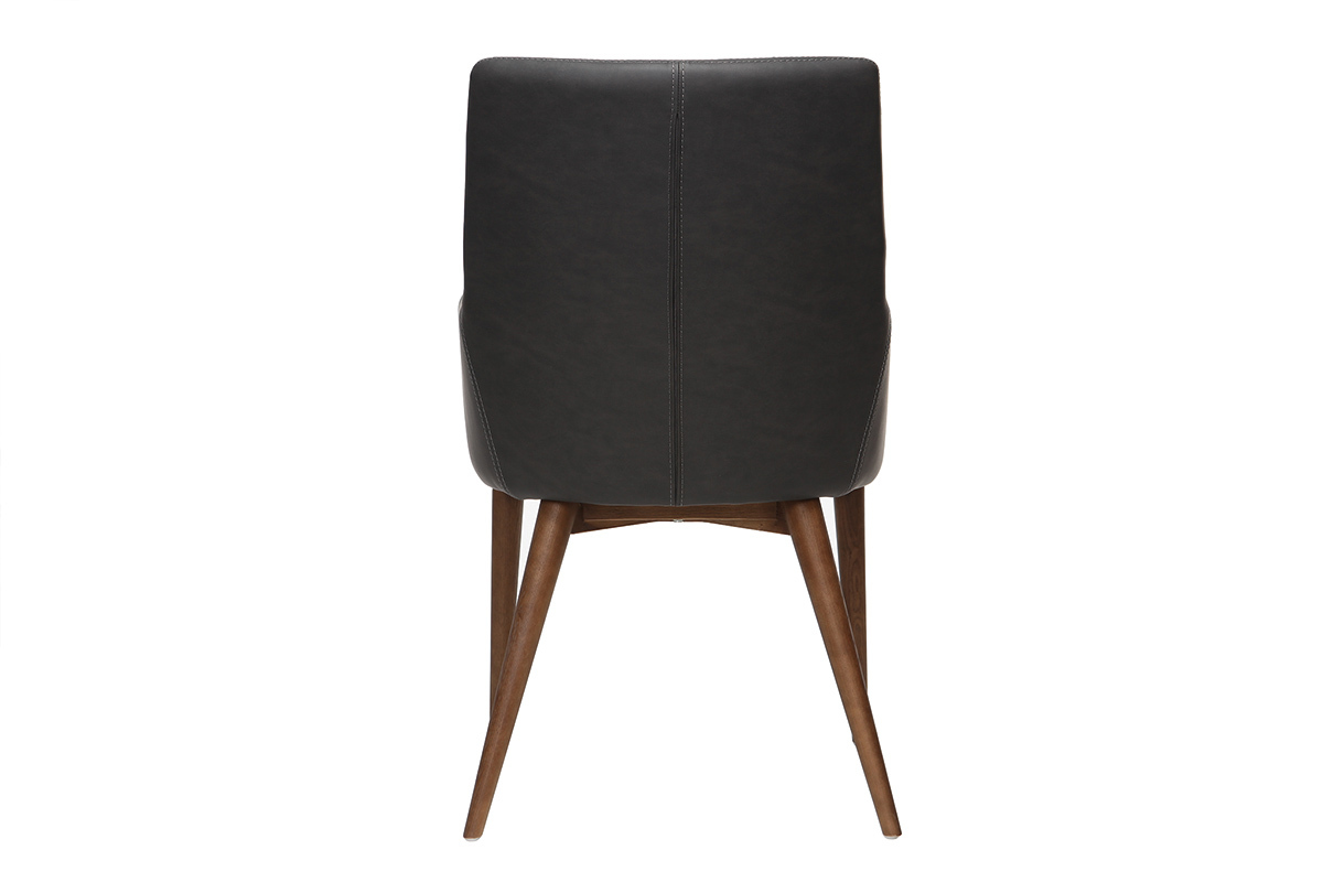 Set di 2 sedie vintage PU nero e legno SHANA