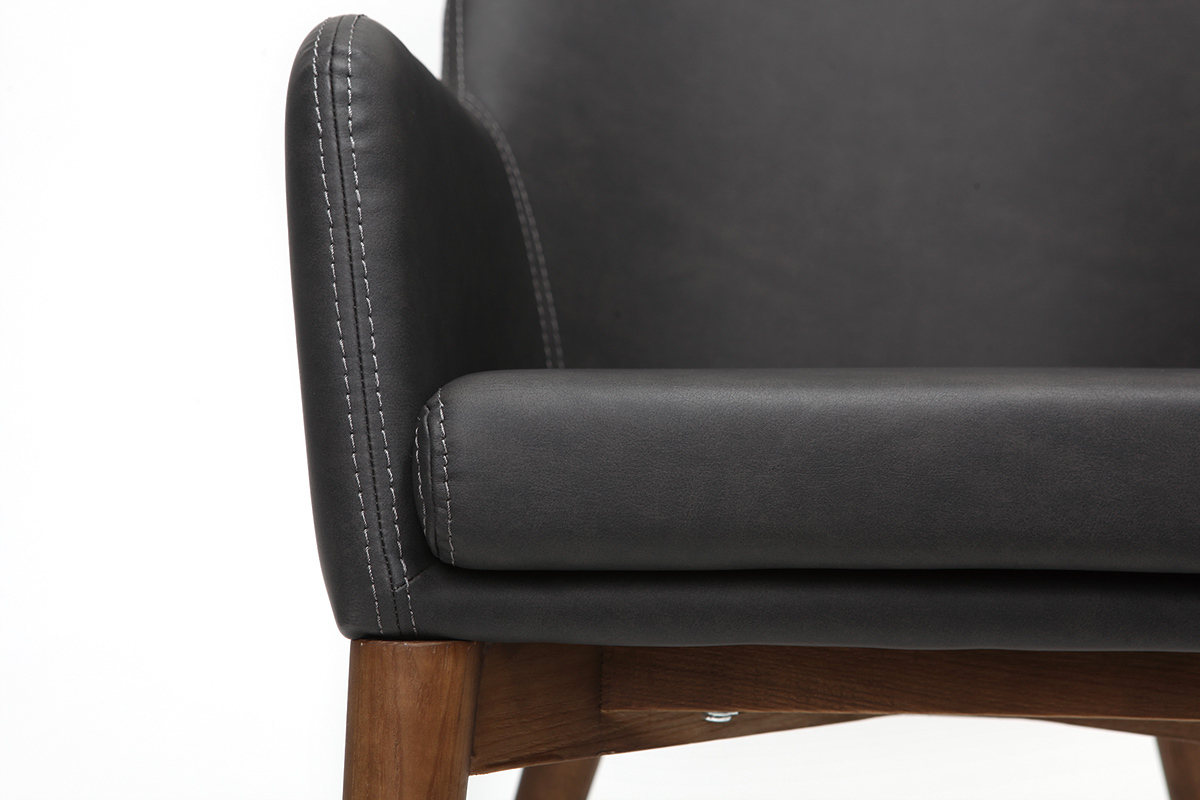 Set di 2 sedie vintage PU nero e legno SHANA
