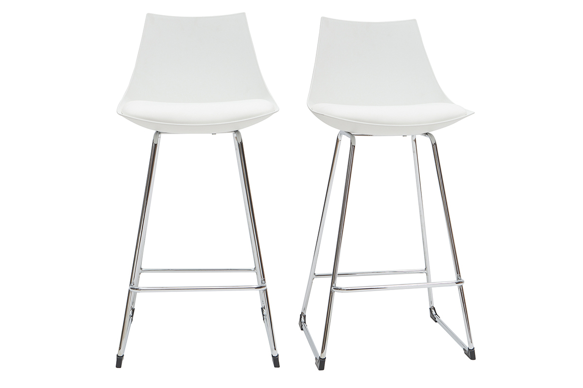 Set di 2 sgabelli da bar design bianchi 65 cm JUNE