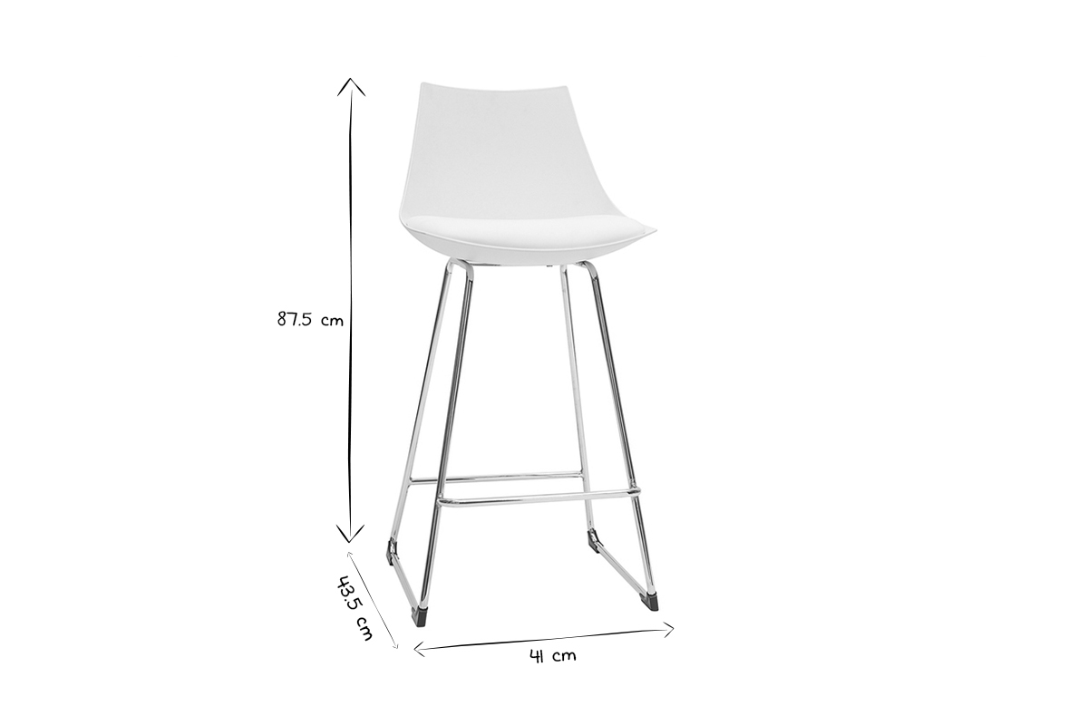 Set di 2 sgabelli da bar design bianchi 65 cm JUNE