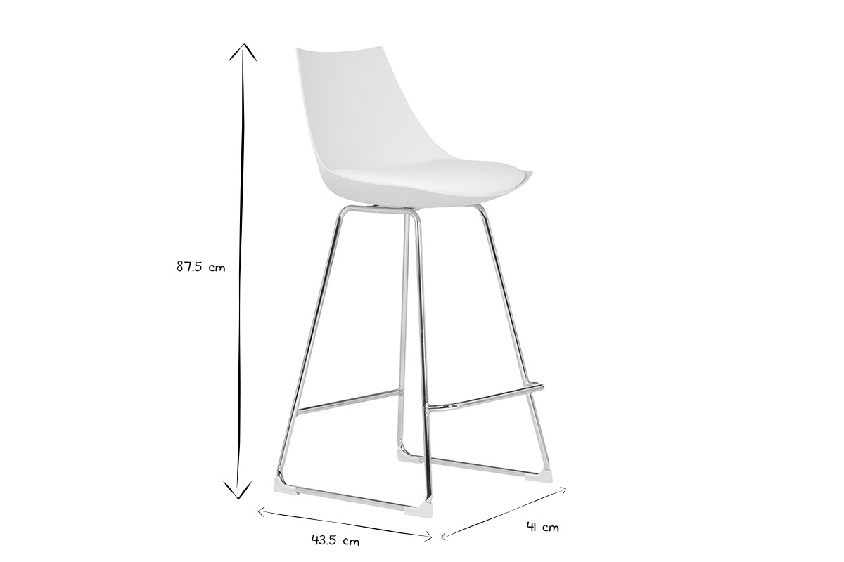 Set di 2 sgabelli da bar design bianchi 65 cm JUNE