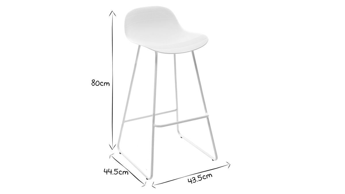 Set di 2 sgabelli da bar design bianchi H65 cm ELLA