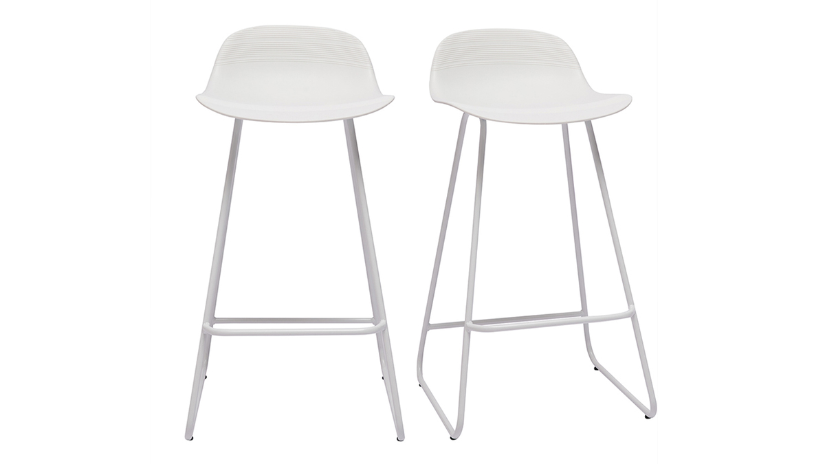 Set di 2 sgabelli da bar design bianchi H65 cm ELLA