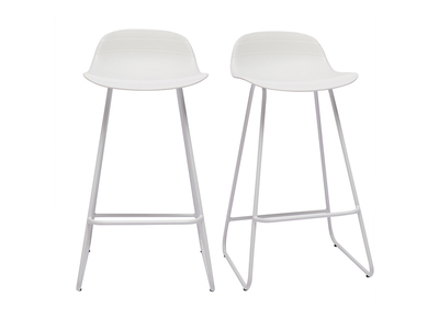 Set di 2 sgabelli da bar design bianchi H65 cm ELLA