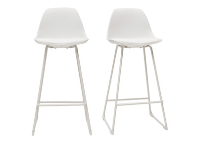Set di 2 sgabelli da bar design bianchi piedi metallo 65 cm FRANZ