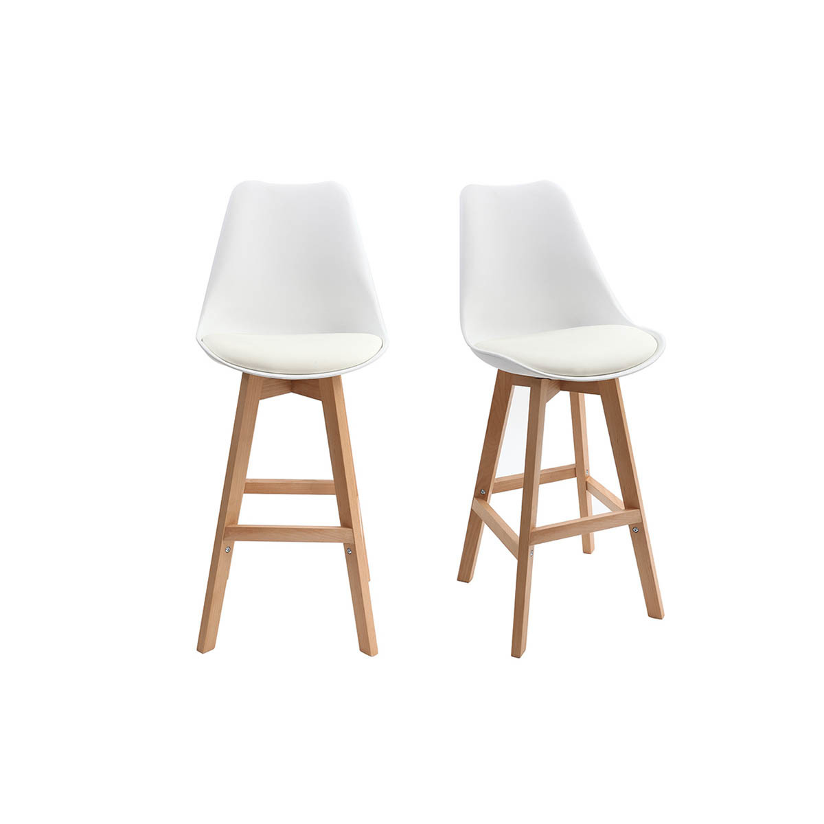 Set di 2 sgabelli da bar design bianco e legno 65cm PAULINE