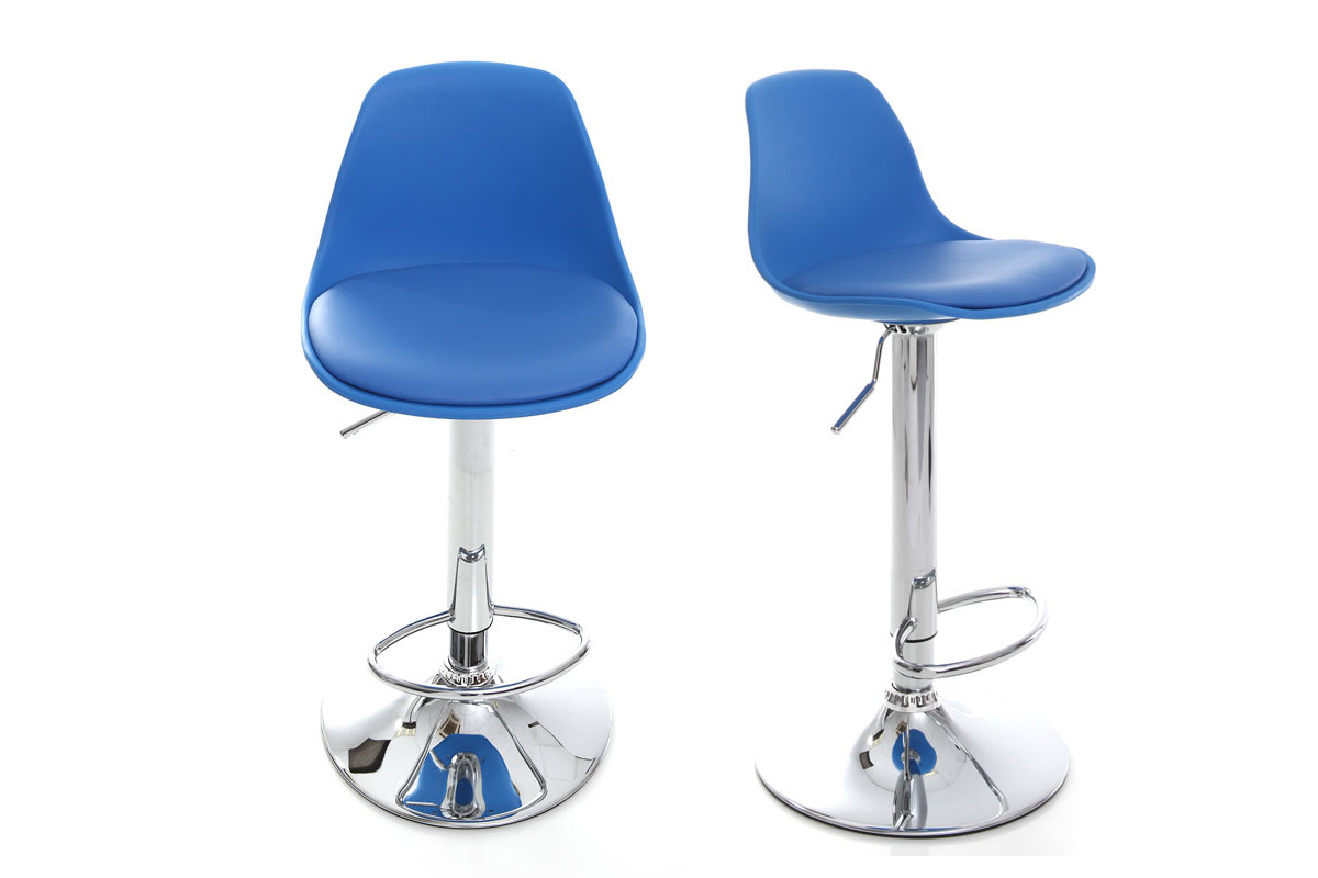 Set di 2 sgabelli da bar design colore blu STEEVY