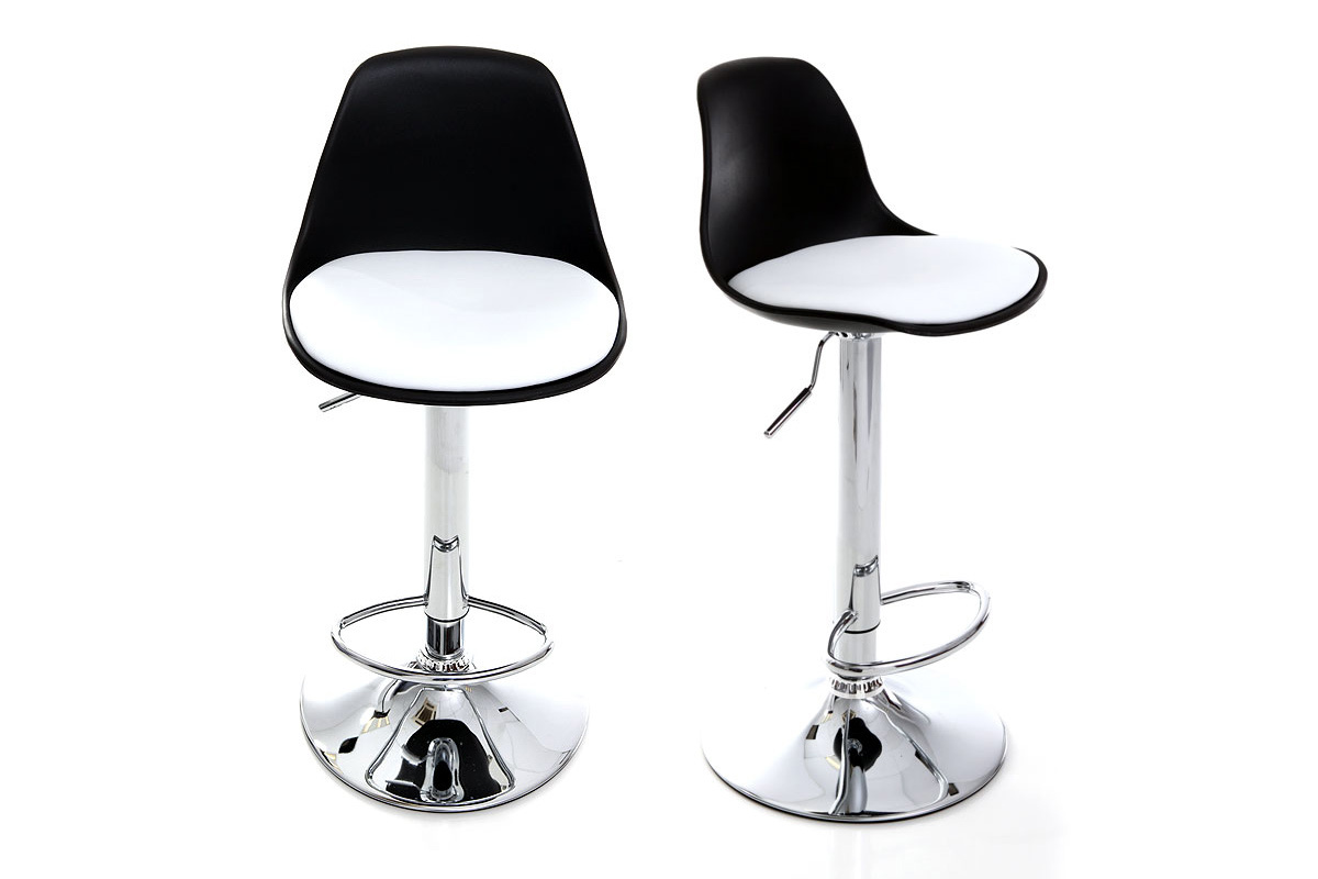Set di 2 sgabelli da bar design colore nero e bianco STEEVY