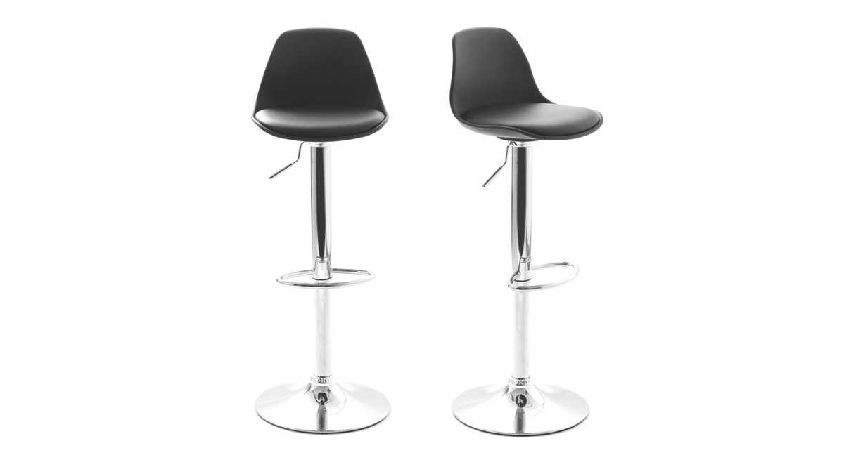 Set di 2 sgabelli da bar design colore nero STEEVY