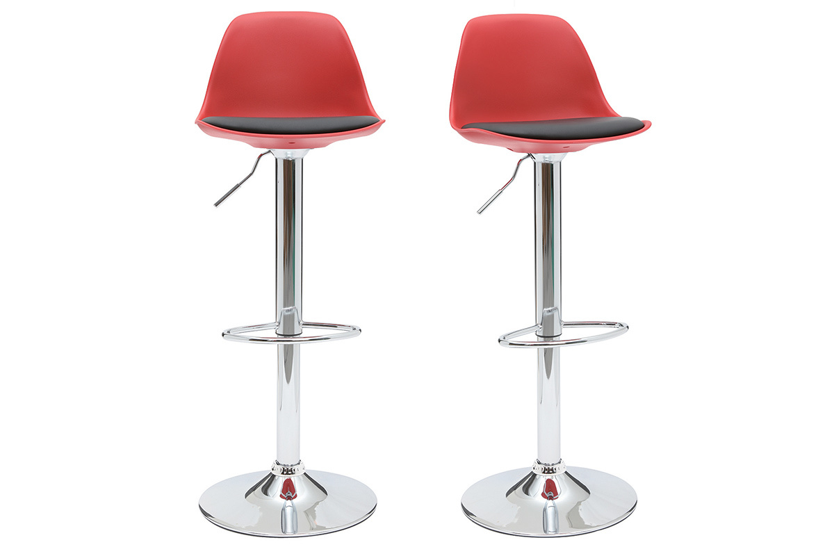 Set di 2 sgabelli da bar design colore rosso e nero STEEVY