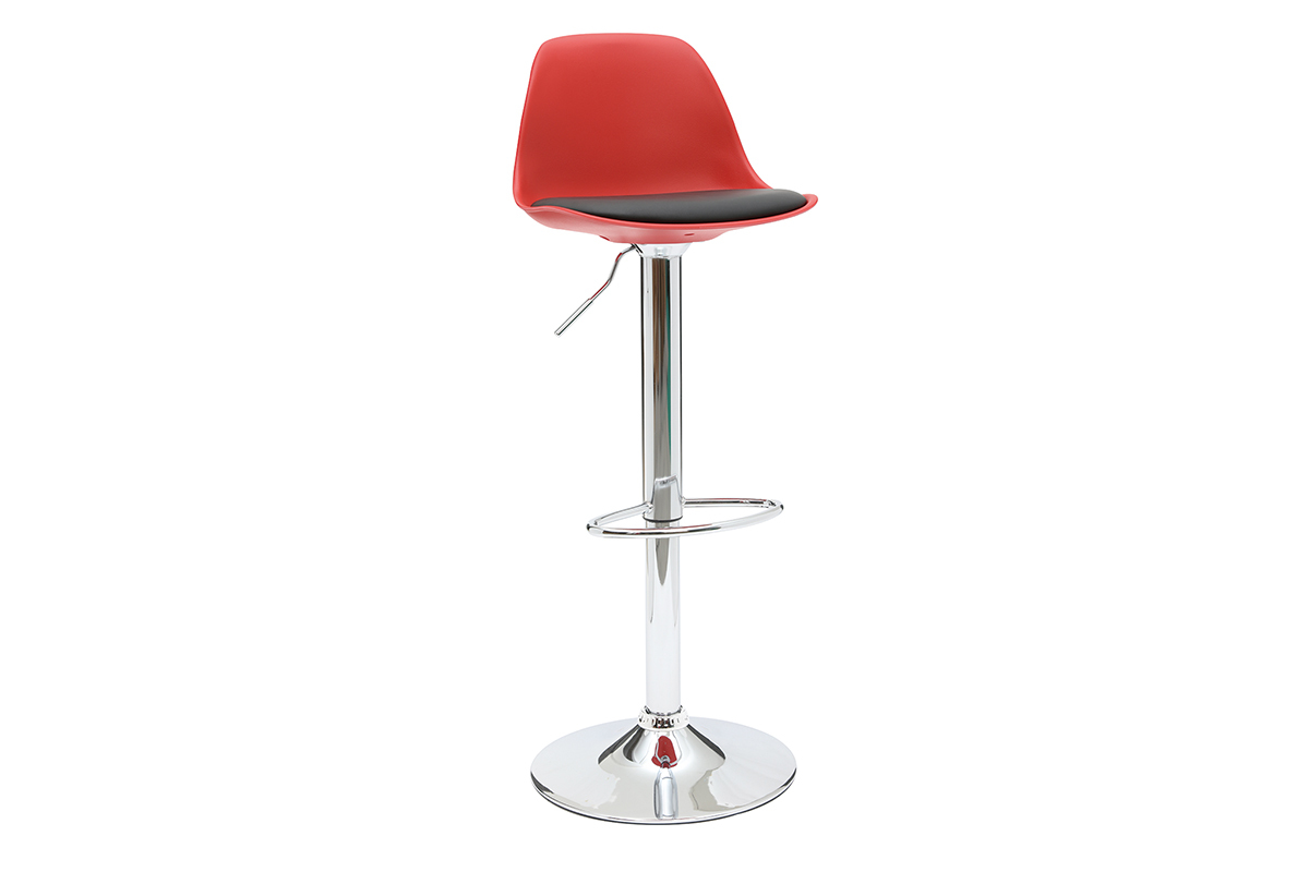 Set di 2 sgabelli da bar design colore rosso e nero STEEVY