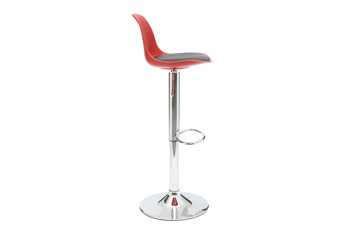 Set di 2 sgabelli da bar design colore rosso e nero STEEVY