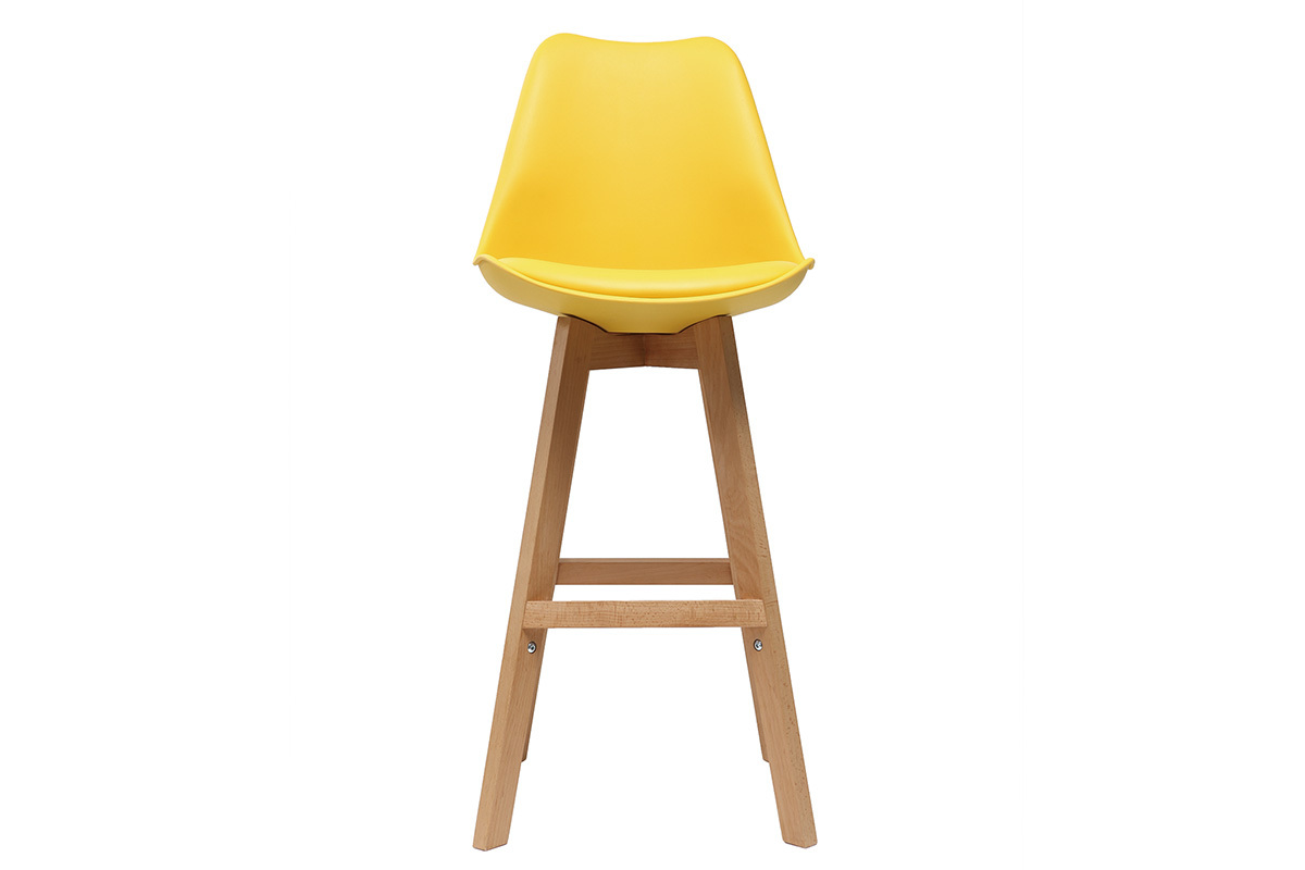 Set di 2 sgabelli da bar design giallo e legno 65cm PAULINE